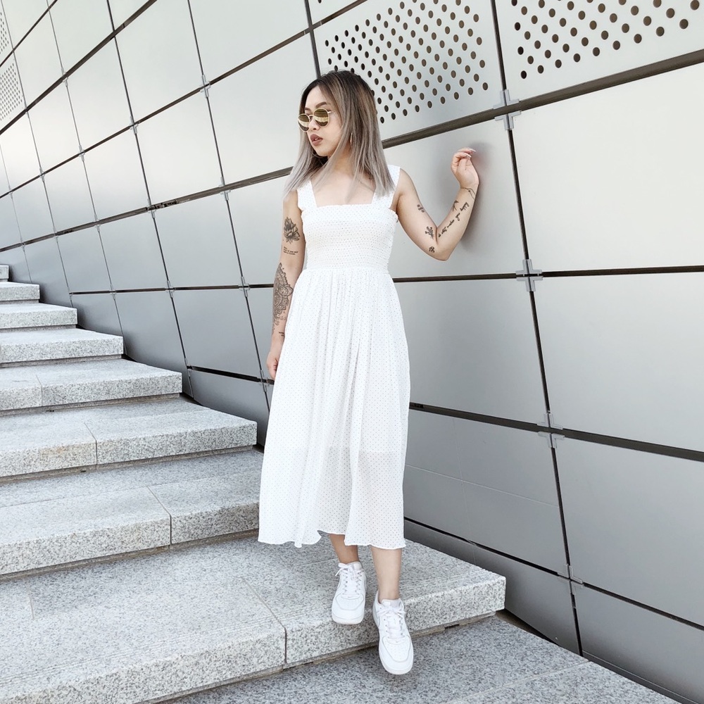 Polka dots white dress
